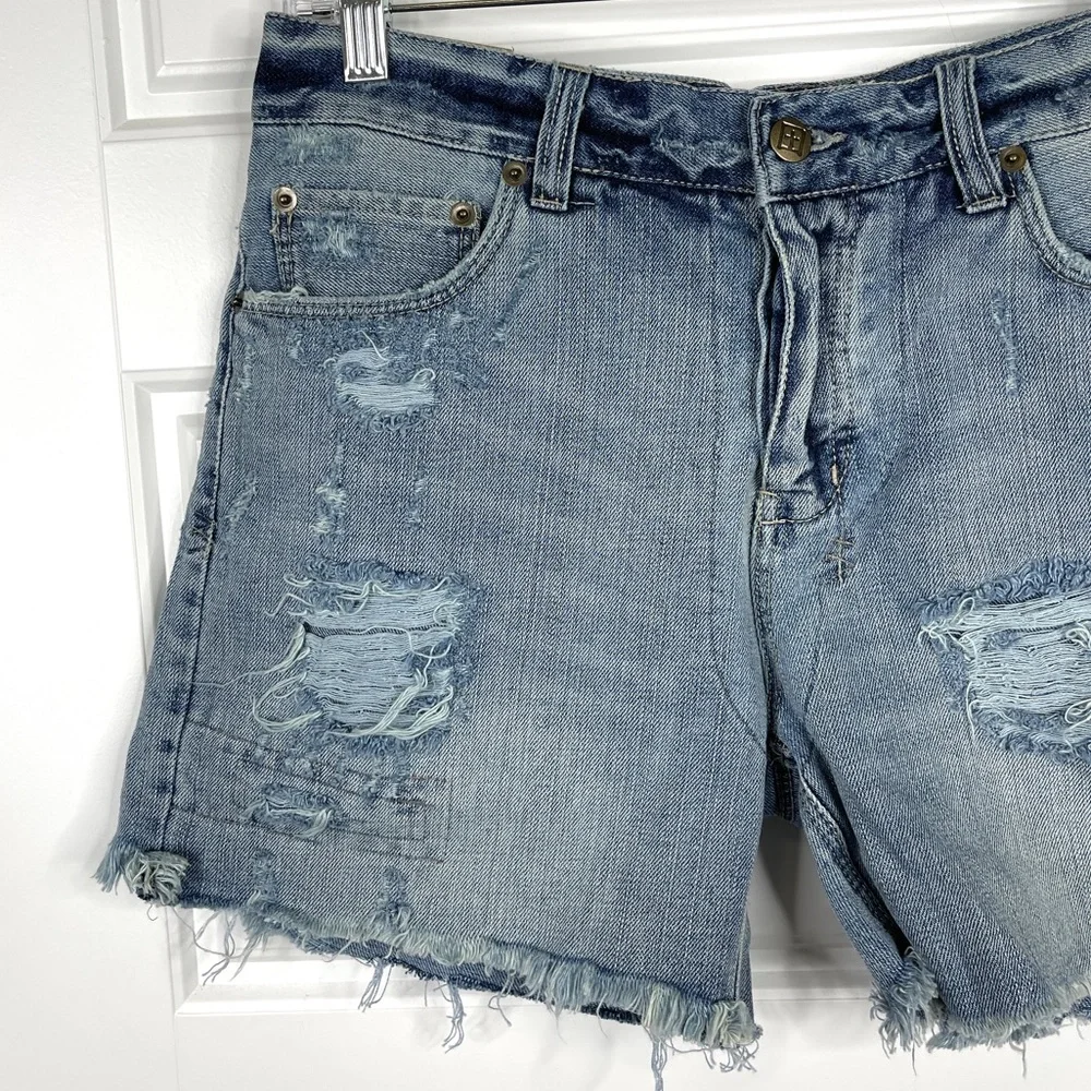 KSUBI Boyfriend Short Midnight & Dusted NEW Size 27 Distressed Denim Jean Shorts